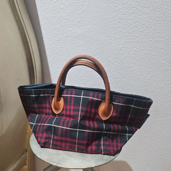 Burberry Red and Blue Tartan Tote Bag - Picture 1 of 6